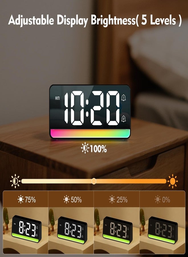 ALANAS 7" Large Digital Alarm Clock with RGB Color Changing Night Light，Dual Alarms, USB Charging, Snooze, Adjustable Brightness, Loud for Heavy Sleepers for Bedroom, Desk, Kids, Teens, Adults - Image 4